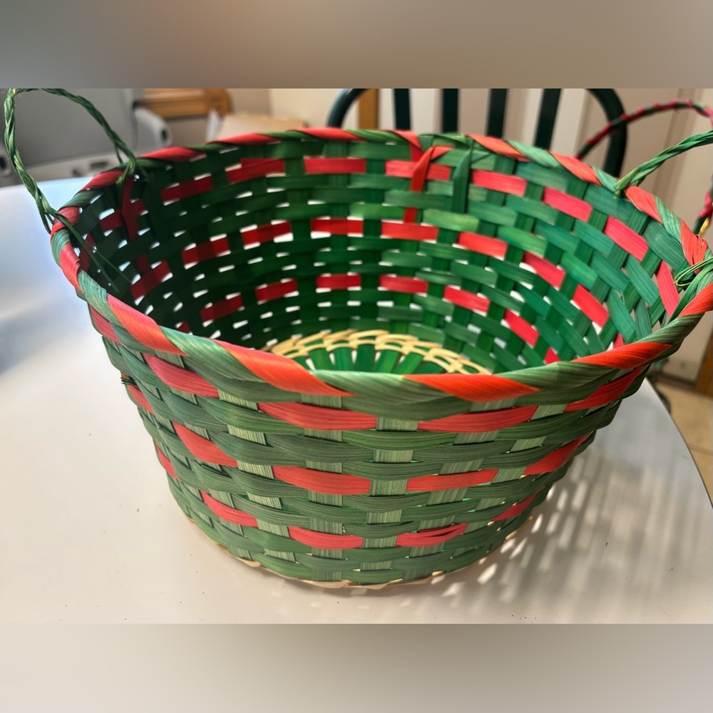 GREEN & RED WOVEN BASKET